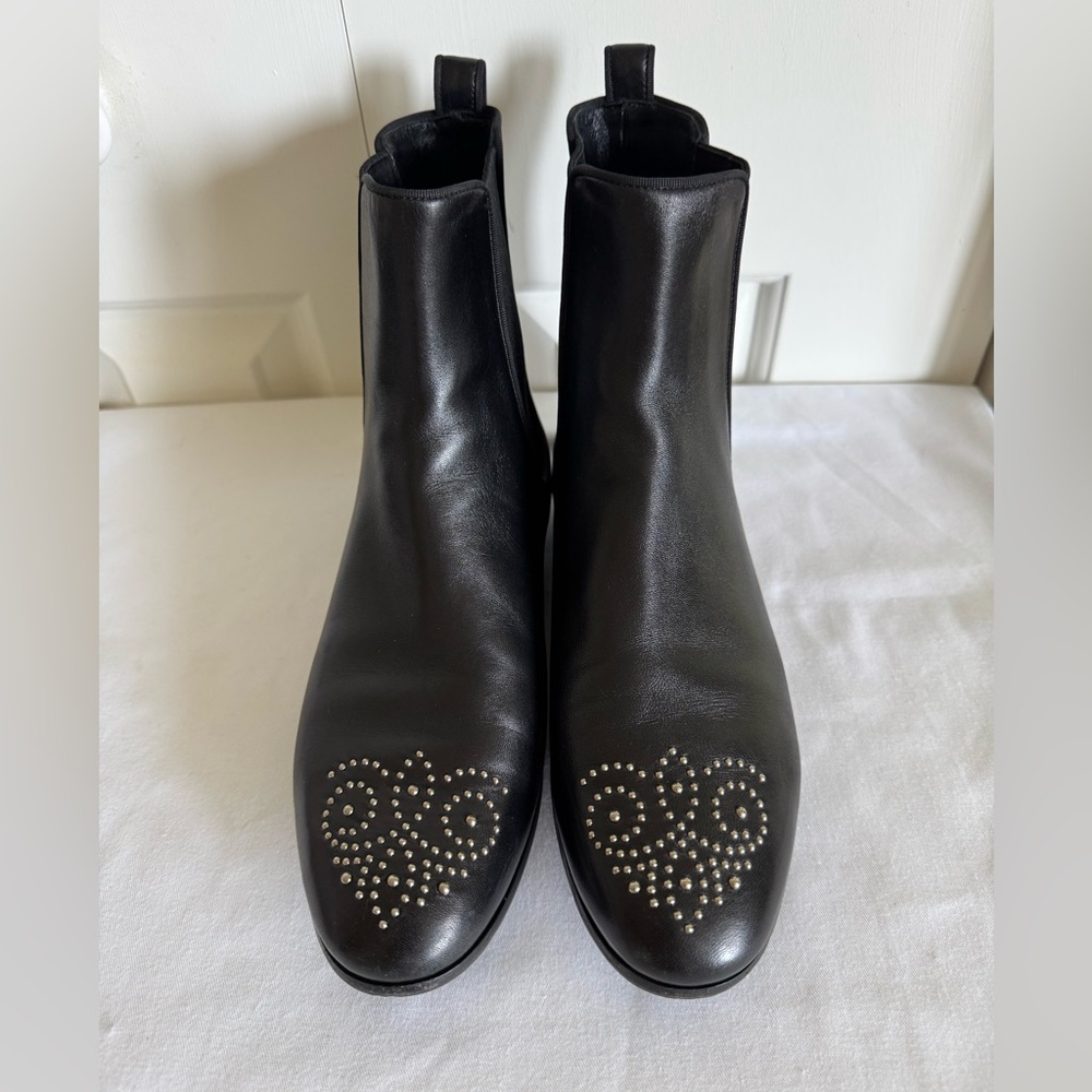 GUCCI Women Black Studded Ankle Boots 8.5/38.5 EUC